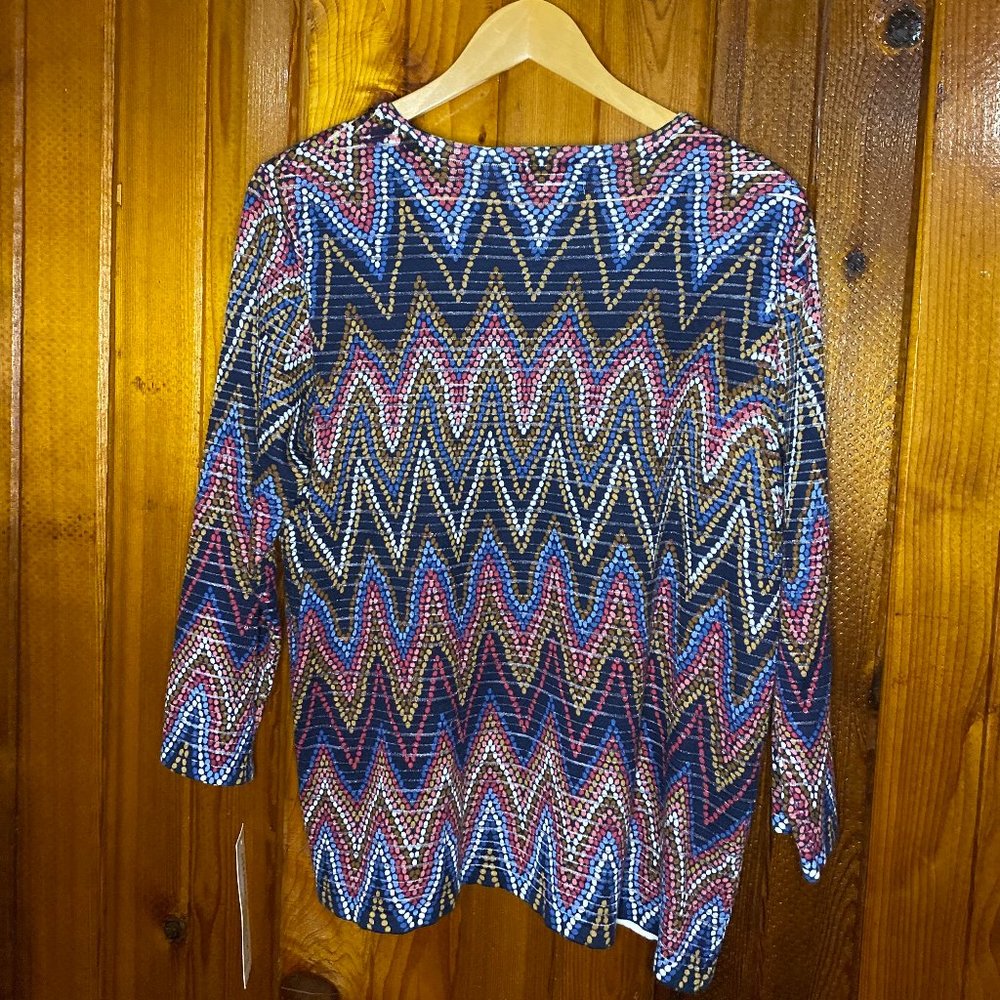 New alfred dunner 3/4 length chevron embellished top SIZE L - Picture 8 of 8